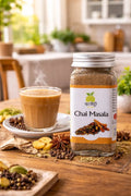 Khat Mitthi Chai Masala – premium Indian tea spice blend made from carefully selected whole spices to deliver rich aroma, authentic flavour, and Pure. Homemade. Desi Taste. for traditional masala chai and everyday tea.
