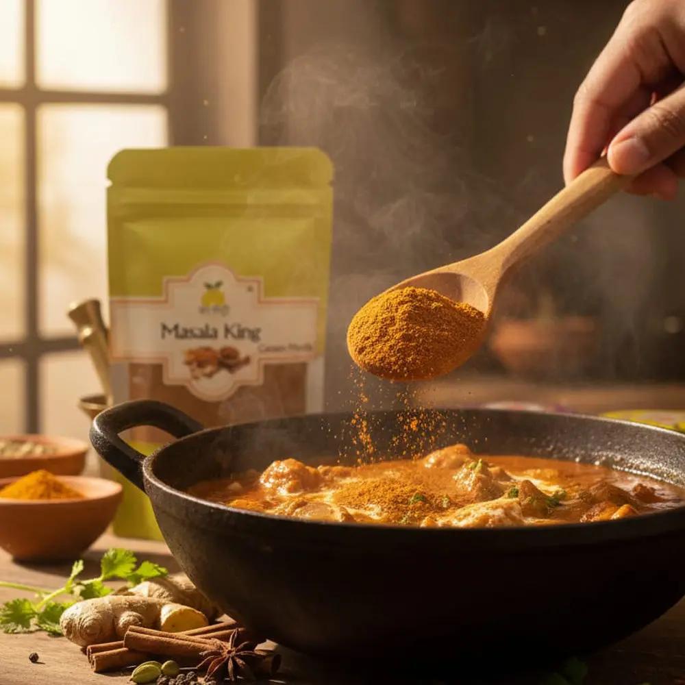 Khat Mitthi Garam Masala premium spice blend for curries, paneer, vegetables, dals, biryani, and traditional Indian recipes with rich aroma and authentic flavour.