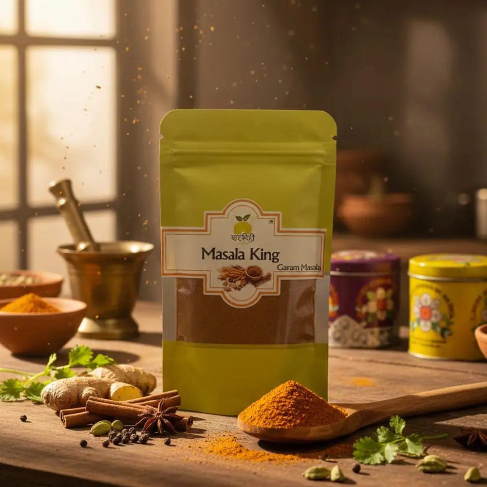 Khat Mitthi Garam Masala – premium Indian spice blend made from carefully selected whole spices to deliver rich aroma, authentic Indian flavour, and Pure. Homemade. Desi Taste. for curries, paneer, vegetables, dals, biryani, and everyday home cooking.