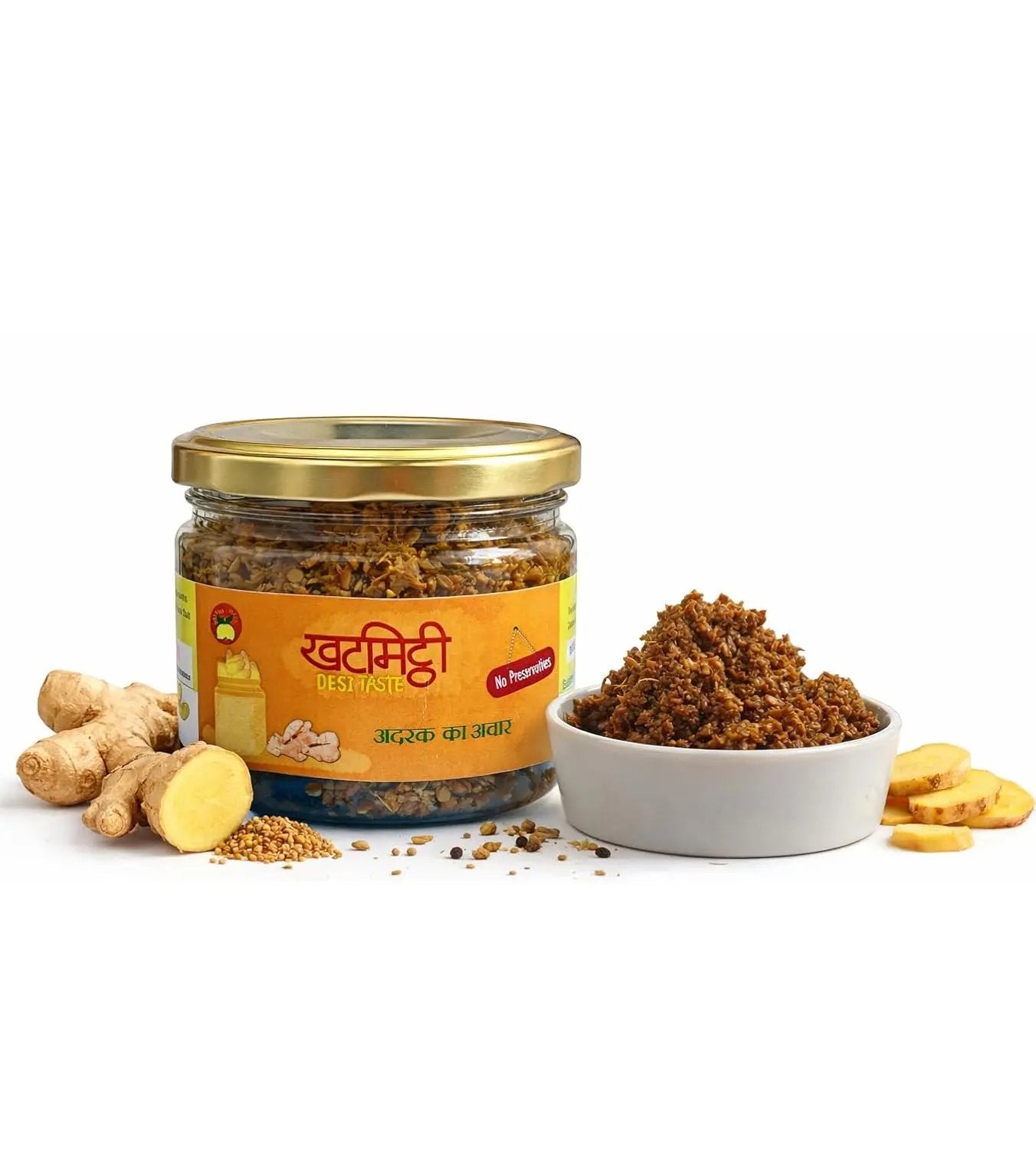 Khat Mitthi Ginger Pickle | Homemade Adrak Ka Achar | Traditional Indian Pickle | 100% Natural - Khat Mitthi