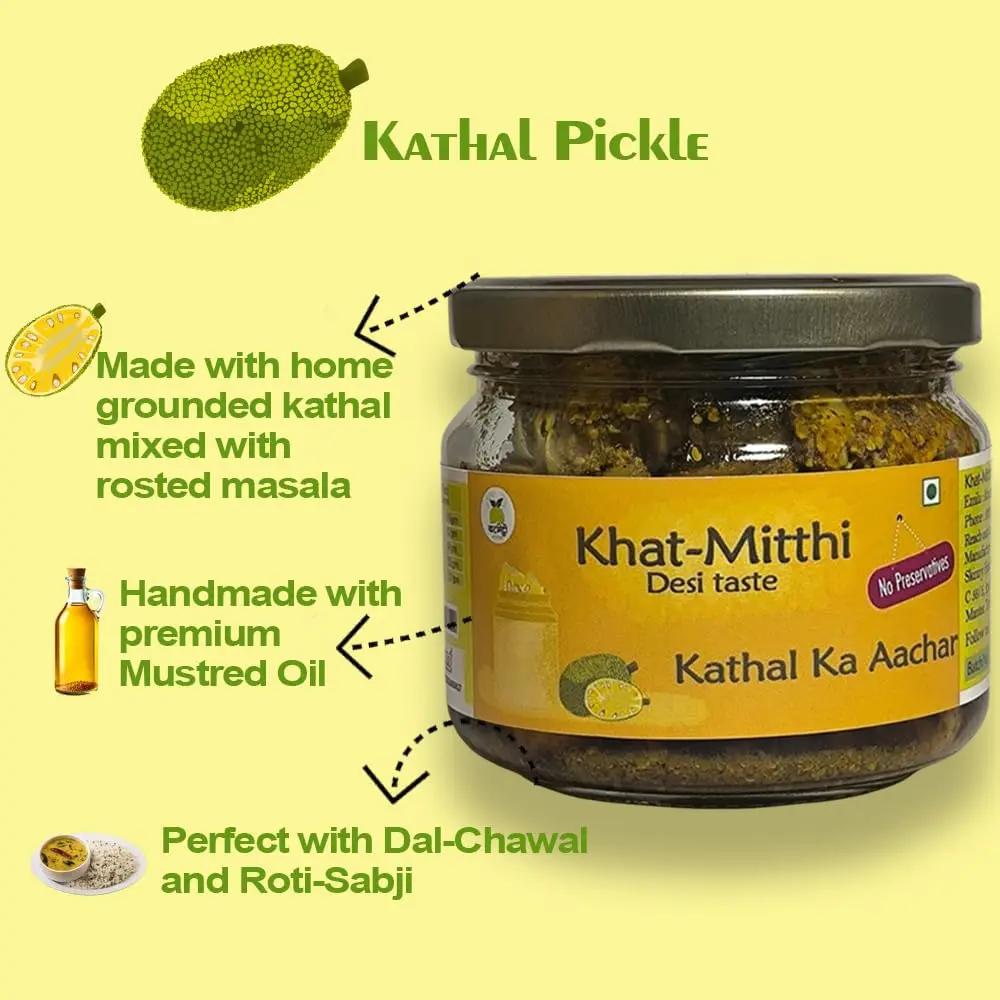 Khat Mitthi Kathal Pickle | Homemade Jackfruit Pickle | Traditional Indian Achar | 100% Natural - Khat Mitthi