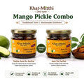 Khat Mitthi Homemade Mango Pickles combo pack with traditional and dry mango pickles in 250g jars