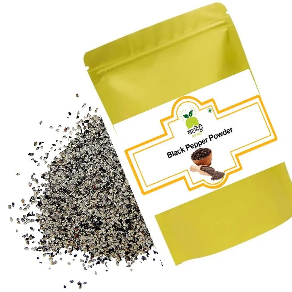 Khat Mitthi Premium Kali Mirch Powder made with carefully selected black peppercorns for bold flavour, natural freshness, and Pure. Homemade. Desi Taste.