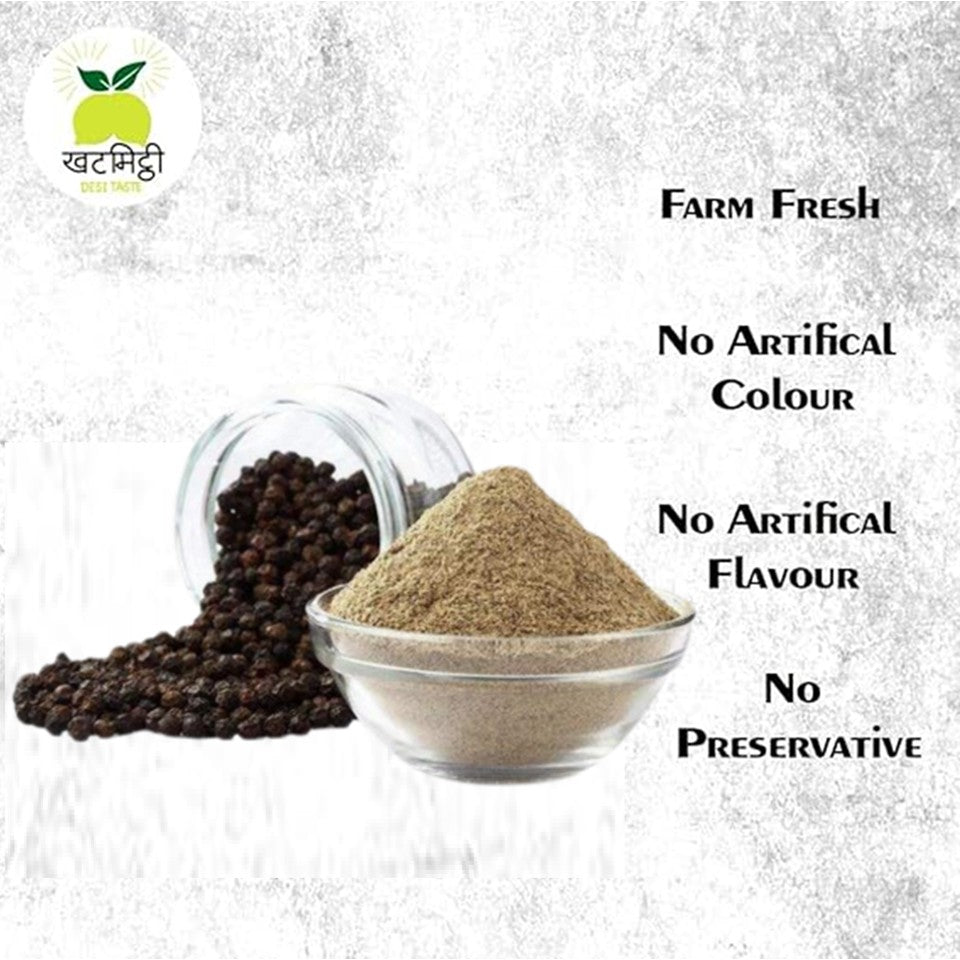 Khat Mitthi Kali Mirch Powder | Pure Black Pepper Powder with natural oil - Khat Mitthi