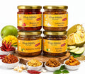 Khat Mitthi Traditional Homemade Pickle Combo Pack of 6 | Mango, Garlic, Kathal, Bharwa Lal Mirch, Green Chilli & Jimikand | 100g Each - Khat Mitthi
