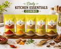 Daily Kitchen Essentials Combo by Khat Mitthi featuring Haldi Powder, Dhania Powder, Lal Mirch Powder, Jeera Powder and Garam Masala for everyday Indian cooking.