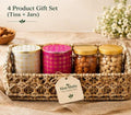 Artisan woven jute tray hamper with dry fruits and makhana