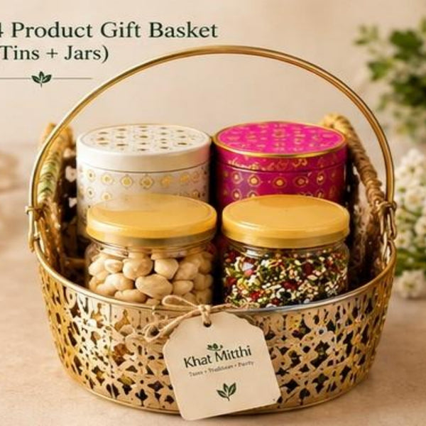 Classic golden filigree royal basket hamper