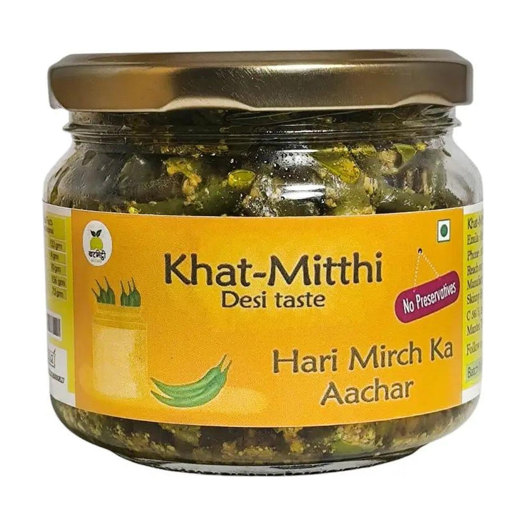 Hari Mirch Ka Achar (Green Chilli Pickle) – Khat Mitthi