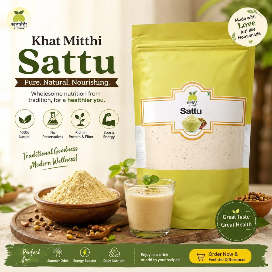 Chana Sattu (Roasted Bengal Gram Flour) – Khat Mitthi (details)
