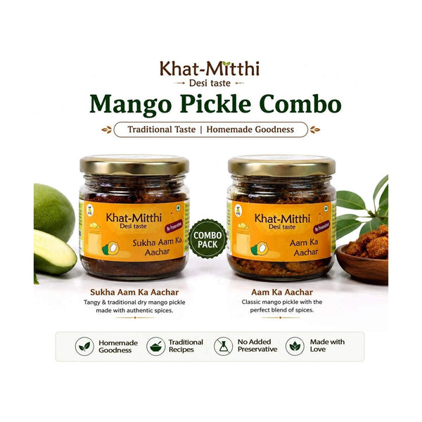 Mango Pickle Duo: Aam Ka Achar & Sukha Aam (2 × 250g) – Khat Mitthi